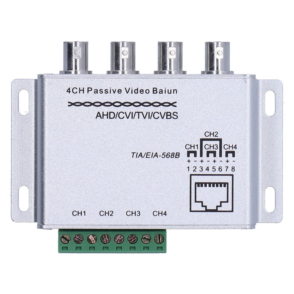 Video Balun, 1080P 4 Channel Passive Balun -interference for UTP Converter for Passive Video Twisted Pair Transceiver for Home for Industry