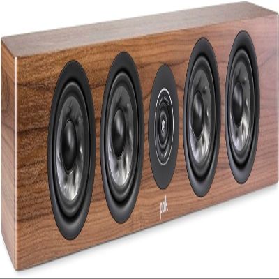 Polk Audio Reserve Series R350 Slim Center Channel Loudspeaker, Doubles as L/R Surround Speaker, 1" Pinnacle Tweeter & Four 4" Turbine Woofers, Dolby Atmos & IMAX Enhanced, Home Stereo Speakers, Brown