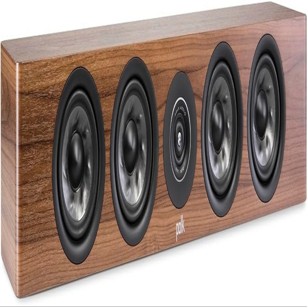 Polk Audio Reserve Series R350 Slim Center Channel Loudspeaker, Doubles as L/R Surround Speaker, 1" Pinnacle Tweeter & Four 4" Turbine Woofers, Dolby Atmos & IMAX Enhanced, Home Stereo Speakers, Brown