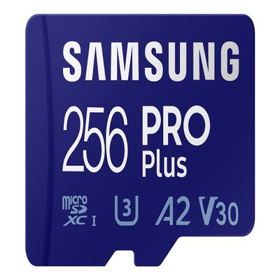 Samsung PRO Plus + Adapter 256GB microSDXC Up to 160MB/s UHS-I, U3, A2, V30, Full HD & 4K UHD Memory Card for Android Smartphones, Tablets, Go Pro and DJI Drone (MB-MD256KA/AM)
