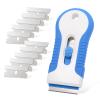 EHDIS Car Sticker Remover Glass Cooktop Razor Scraper with 10pcs Replace Blades for Label,Glue,Paint,Adhesive Remover,Oven Door, Stove Cleaning (Blue) view 1