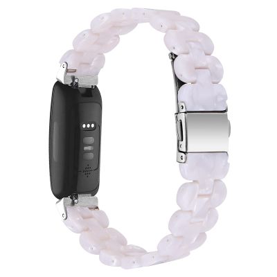 AISPORTS Resin Band Compatible with Fitbit Inspire 2 Band for Women Men, Stylish Slim Crystal Resin Bracelet Stainless Steel Metal Wristband Replacement Band for Fitbit Inspire 2 Fitness Tracker