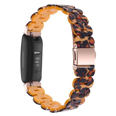 AISPORTS Resin Band Compatible with Fitbit Inspire 2 Band for Women Men, Stylish Slim Crystal Resin Bracelet Stainless Steel Metal Wristband Replacement Band for Fitbit Inspire 2 Fitness Tracker