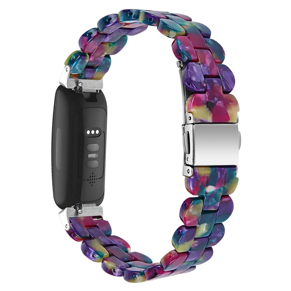 AISPORTS Resin Band Compatible with Fitbit Inspire 2 Band for Women Men, Stylish Slim Crystal Resin Bracelet Stainless Steel Metal Wristband Replacement Band for Fitbit Inspire 2 Fitness Tracker