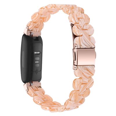 AISPORTS Resin Band Compatible with Fitbit Inspire 2 Band for Women Men, Stylish Slim Crystal Resin Bracelet Stainless Steel Metal Wristband Replacement Band for Fitbit Inspire 2 Fitness Tracker