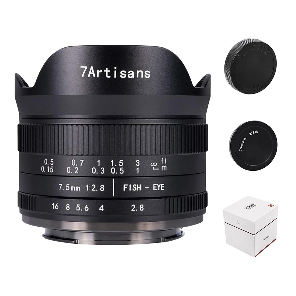 7artisans 7.5mm F2.8 II APS-C Fisheye Camera Lens with 190 Ultra Wide Angle Manual Fixed Lens for Sony E Mount Mirrorless Cameras