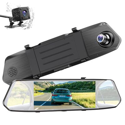 7" Dual Mirror Dash Cam Front and Rear FHD 1080P Car Camera Touchscreen Rear View Mirror Camera Waterproof Backup Camera with Parking Assistance Motion Detection