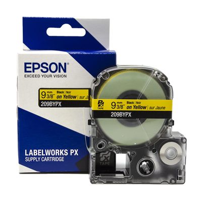 LABELWORKS 209BYPX PET (Polyester) Tape Cartridge - Black on Yellow Label Maker Tape - 3/8" (9MM) Wide, 30'