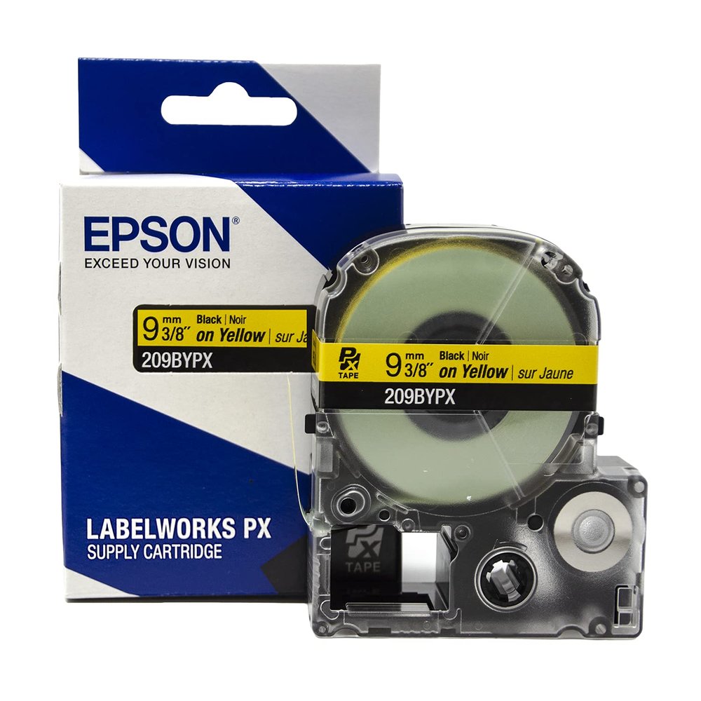 LABELWORKS 209BYPX PET (Polyester) Tape Cartridge - Black on Yellow Label Maker Tape - 3/8" (9MM) Wide, 30'
