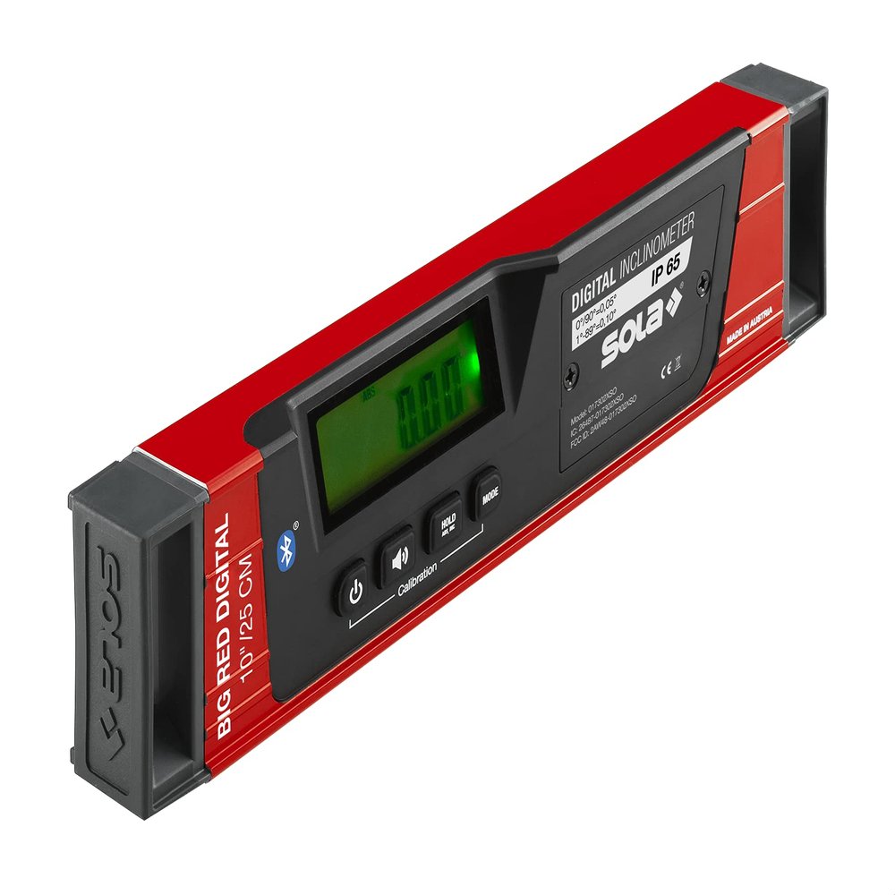 SOLA LSB10DBT Digital Level & Inclinometer with Bluetooth, Big Red, 10-inch