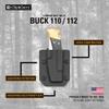 Clip & Carry Kydex Sheath for The Buck 110 & Buck 112 Pocket Knife - Made in USA - Belt Holster Case - Carbon Fiber Black view 2