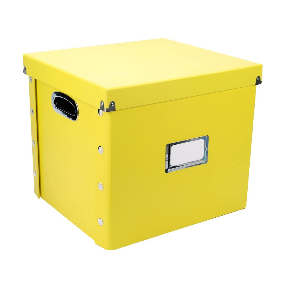 Snap-N-Store Vinyl Record Storage Box - 12" - 1 Pack- Crate Holds up to 75 Vinyl Albums - Yellow