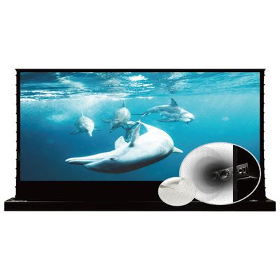 VIVIDSTORM-Projector Screen with Stand S 92 Inch Sound Transparent Perforated Floor Rising White Fabric 4k HD Ready Home/Movie Theatre Work with Normal Throw Projector, VSDSTPW92H