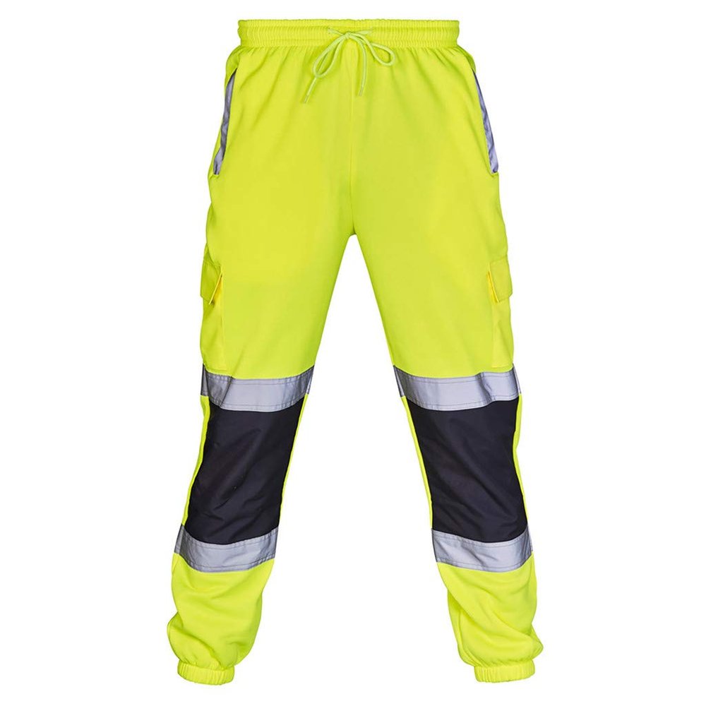 Maryia Mens Reflective Road Work Trousers Casual Premium Street Overalls Visibility Safety Rain Pants Green