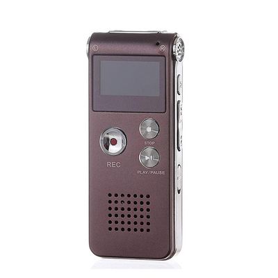 UOOD Digital Voice Recorder 8GB Mini Dictaphone for Lectures Meetings Interviews MP3 Music Recording Playback, Built-in Microphone, Rechargeable Batteries (Color : Brown)