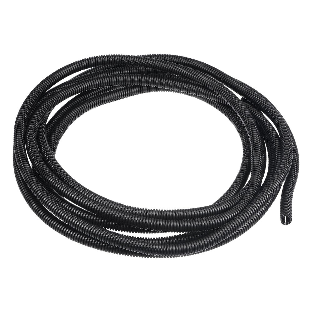 uxcell 5 M 9x12mm PP Split Corrugated Conduit Tube for Garden, Office Black