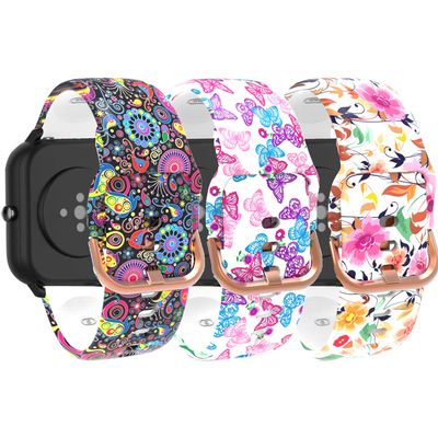 ECSEM Bands Compatible with Popglory Smart Watch Band P22 Pattern Breathable Silicone Wristband Sport Straps Replacement Band for Popglory P22