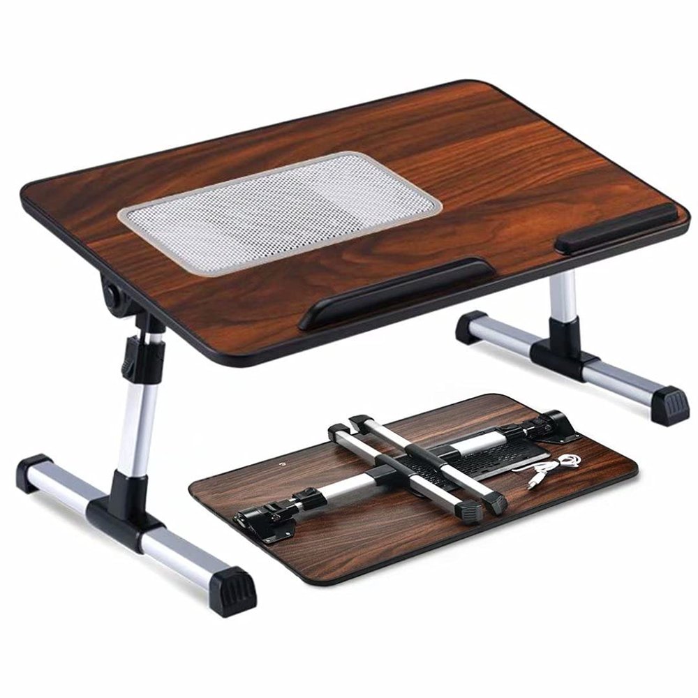 HGTRH Laptop Bed Desk Portable Foldable Laptop Tray Table, Bed Tray Table for Eating and Laptops Multifunctional with Internal USB Cooling Fan for Reading Working on Bed Couch Office