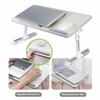 HGTRH Portable Adjustable Laptop Bed Desk Stand Tray Table Wood, Lap Desk for Laptop and Writing with Folding Leg Multifunctional with Internal USB Cooling Fan for Reading Working on Bed view 3