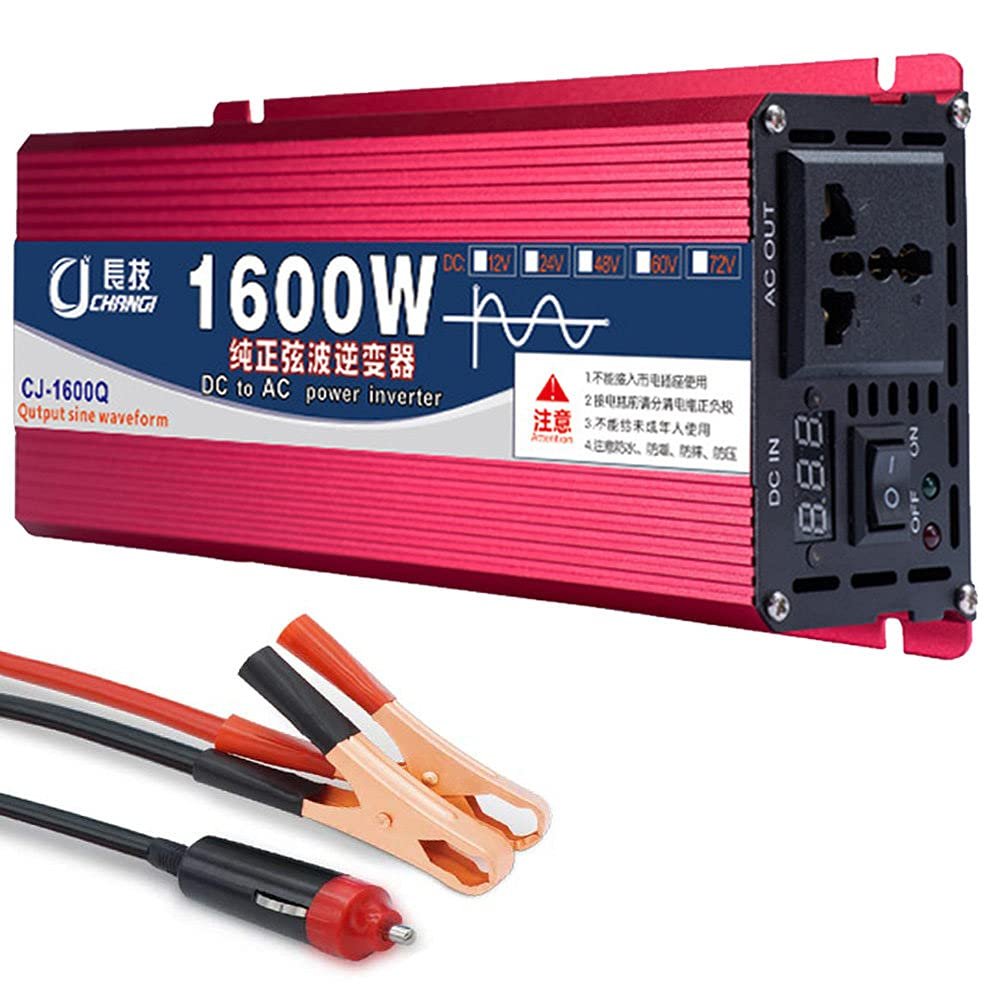 ZWJABYY 1600W/2200W Pure Sine Wave Inverter,Dc 12V/24V to Ac 110V/220V Power Inverter Power Bank with Ac Outlet LCD Digital Display Power Converter Car Inverter for Travel/Camping,1600W-24Vto110V