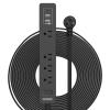 Flat Extension Cord 15 Ft, NTONPOWER Ultra Thin Flat Extension Cord Under Carpet, Rug, Door, Wall Mount Power Strip Flat Plug with 4 Outlets 3 USB, Overload Protection for Indoor Home Office, Black view 1