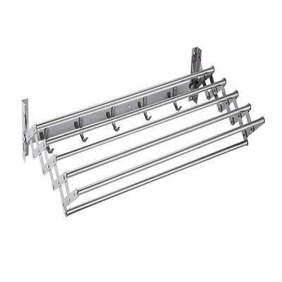 GXFWJD Bathroom Clothes Drying Racks Towel Rack Accordion Extendable Polished Clothes Drying Rack Wall Mount Great Sus304 Stainless Steel Telescopic Towel Bar (Color : Silver, Size : 50cm)