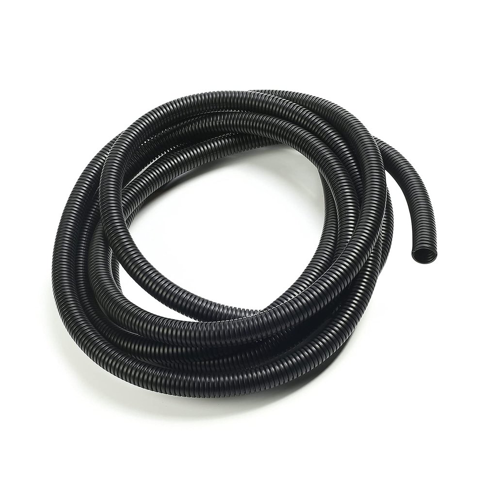 Aicosineg 16.4ft 7/9 Inch Non-Split Wire Loom Tubing Corrugated Tube Polyethylene Hose Cover for Home Outdoor Automotive Marine Wire Harness Wrap Cover Sleeve Conduit-Black (1PCS)