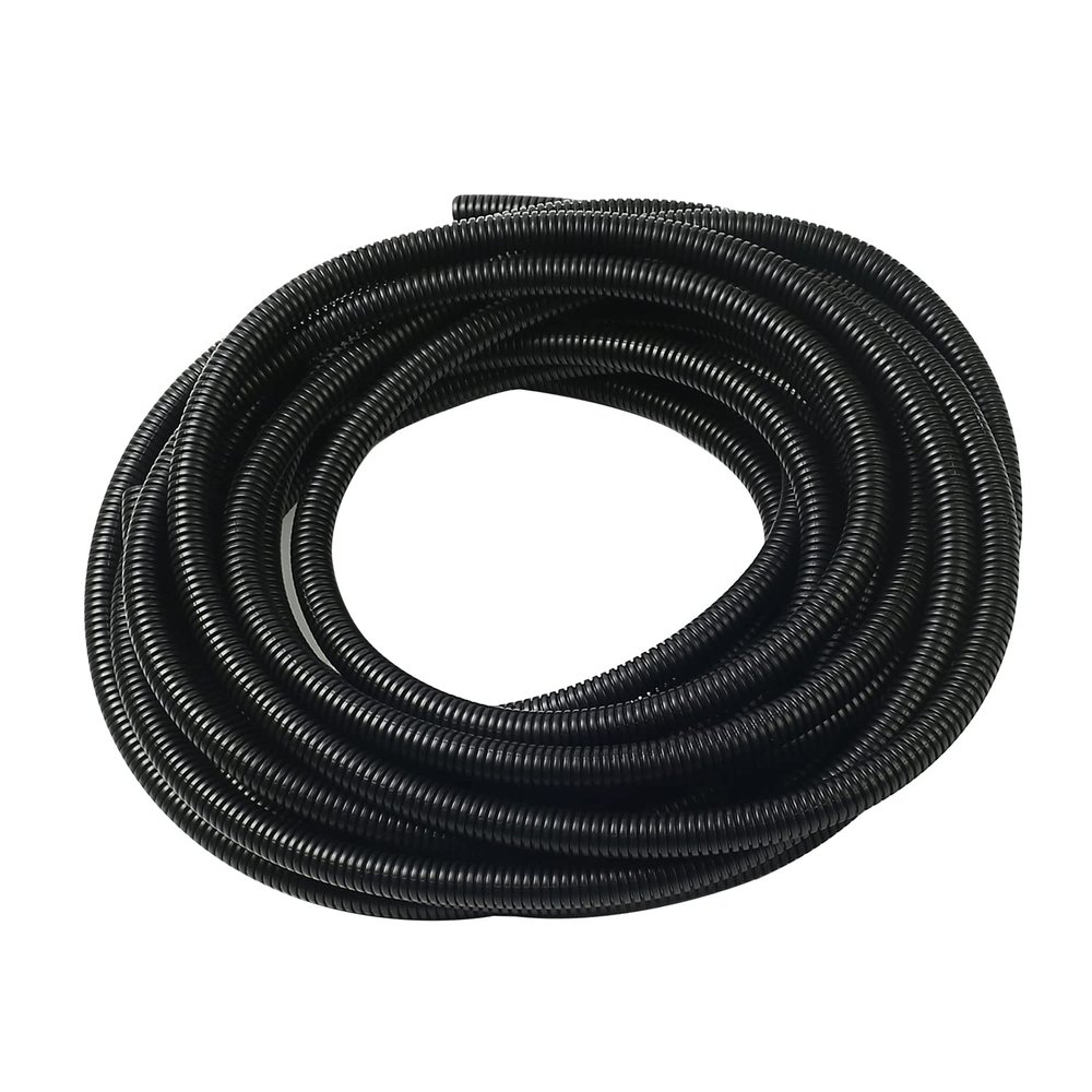 Aicosineg 52.49ft 5/9 Inch Non-Split Wire Loom Tubing Corrugated Tube Polyethylene Hose Cover for Home Outdoor Automotive Marine Wire Harness Wrap Cover Sleeve Conduit-Black (1PCS)