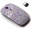 2.4G Wireless Mouse with Cute Pattern Design for All Laptops and Desktops with Nano Receiver - Flowers Squares Located view 1