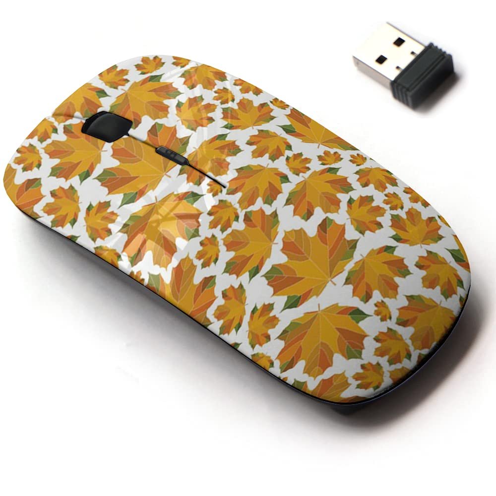 2.4G Wireless Mouse with Cute Pattern Design for All Laptops and Desktops with Nano Receiver - Autumn Leaves