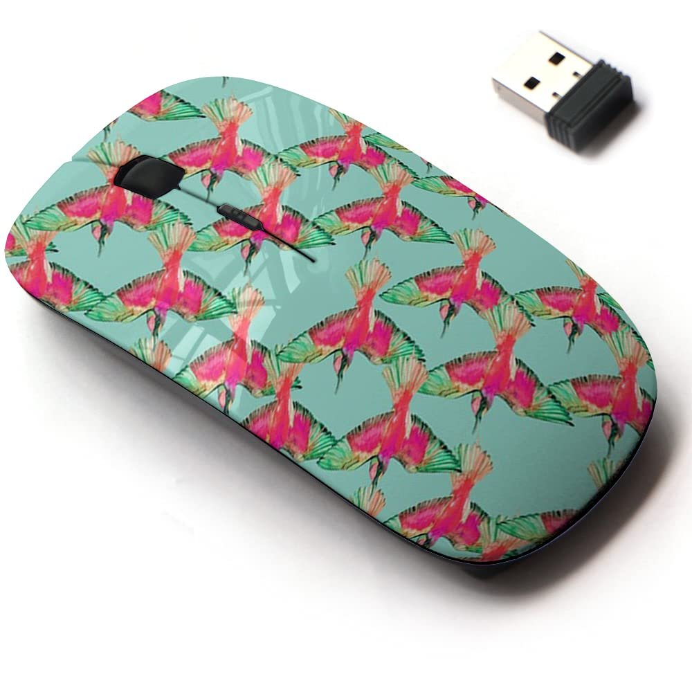 2.4G Wireless Mouse with Cute Pattern Design for All Laptops and Desktops with Nano Receiver - bee Eater Watercolor