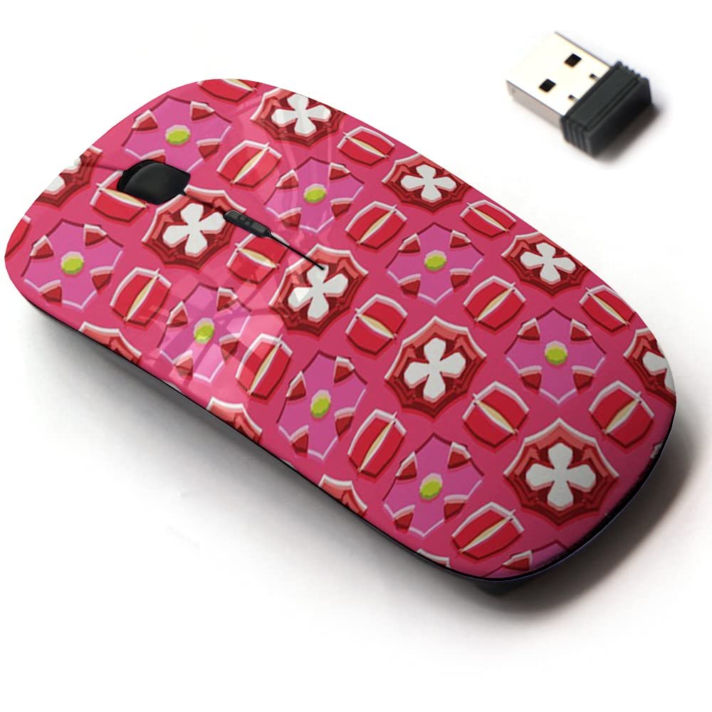 2.4G Wireless Mouse with Cute Pattern Design for All Laptops and Desktops with Nano Receiver - basrelief Optical Illusion Colorful