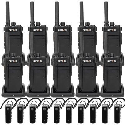 Retevis RB37 New Version,Bluetooth Two Way Radio,2 Way Radio with Earpiece,2000mAh, Headset Walkie Talkies Wireless for Mechanic, Church, School, Dental, Hotel (10 Pack)
