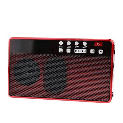 Portable Multi-Function FM Radio with LED Display and BT/USB/TF MP3 Player Function (Red)