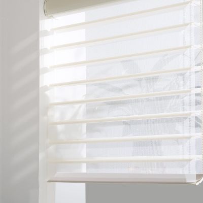 Tonature Custom Shangri-La Roller Shades Sheer Shades Room Darkening Light Filtering Window Shades Triple Fabric Roller Blinds UV Protection Light Control for Day and Night Lily Cream XG6013-2