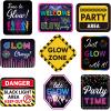 Chinco 9 Pcs Neon Party Decorations Glow in The Dark Birthday Party Favors Black Light Paper Sign Glow Theme Cutouts 11.8 x 7.8 Inch view 1