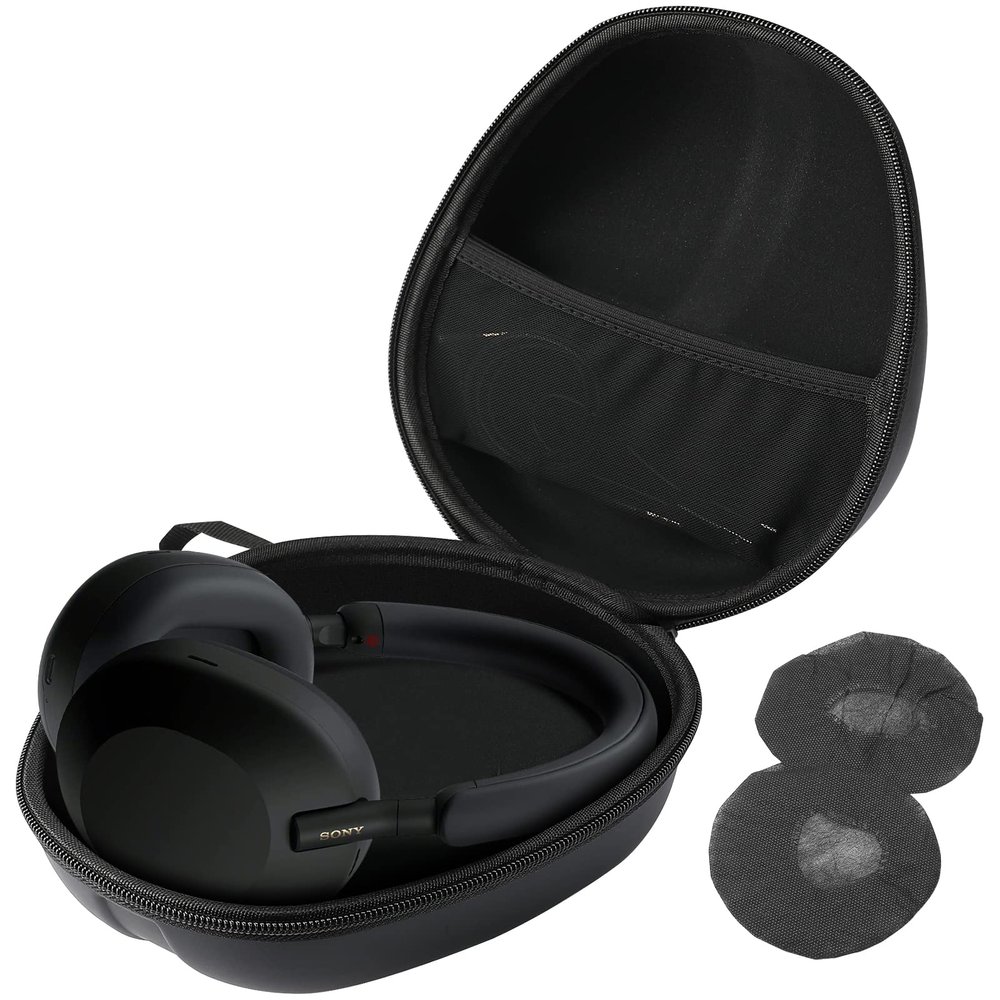ProCase Hard Headphone Case Travel Bag for Sony WH-1000XM4, Beats Solo3, Bose QC, Hardshell EVA Carrying Case Headset Case with 2 Dust Covers - Black