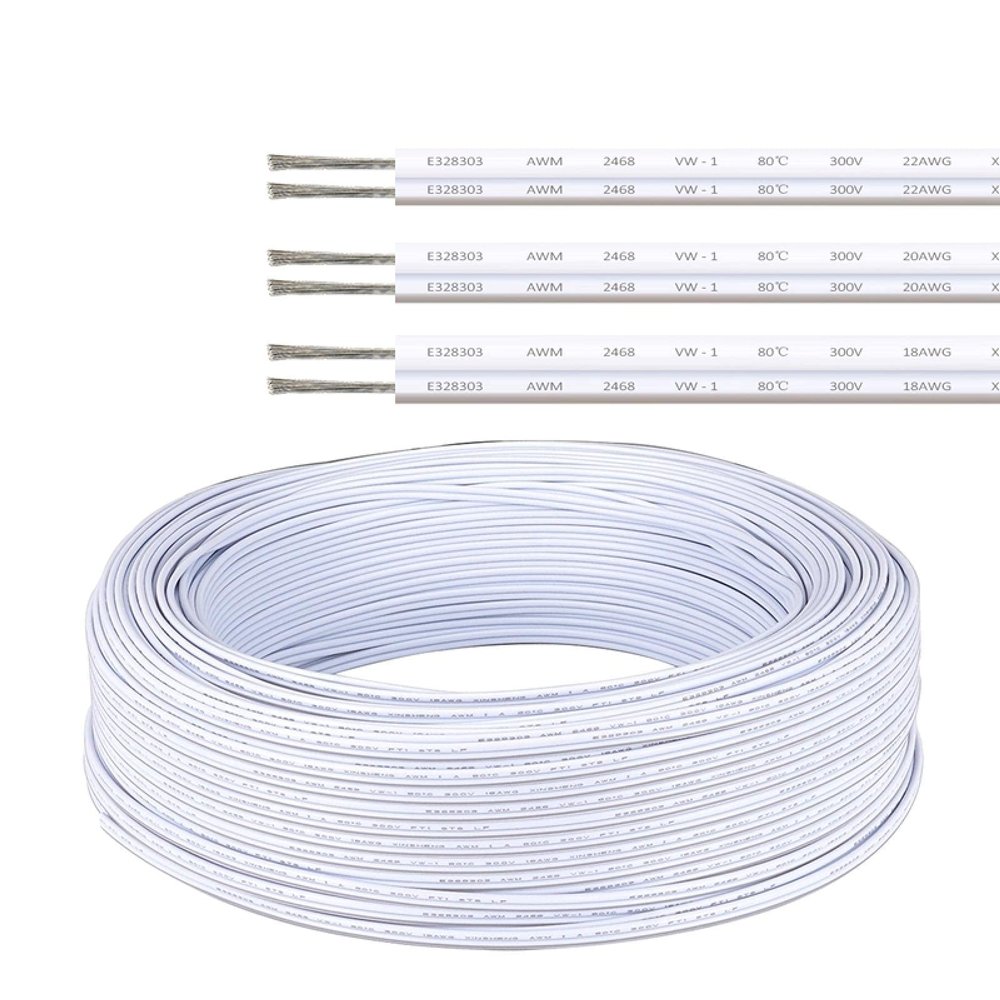 2pin 22AWG PVC Extension LED Strip Cable for Speakers Audio 5050 2835 Strip 100m 22AWG