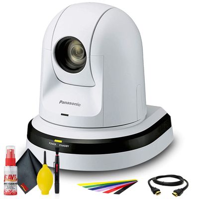 Panasonic AW-HE38W 22x Zoom PTZ Camera with HDMI Output (White) (AW-HE38HWPJ) + Deluxe Cleaning Kit + HDMI Cable + Wire Straps -Base Bundle