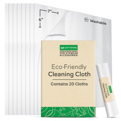 OPTIPAK Glasses Cleaning Cloth - Eco Friendly Microfiber Cleaning Cloth for Eyeglasses, Electronics, Glass, Camera Lens, Computer Screen (White, 20 Pack)