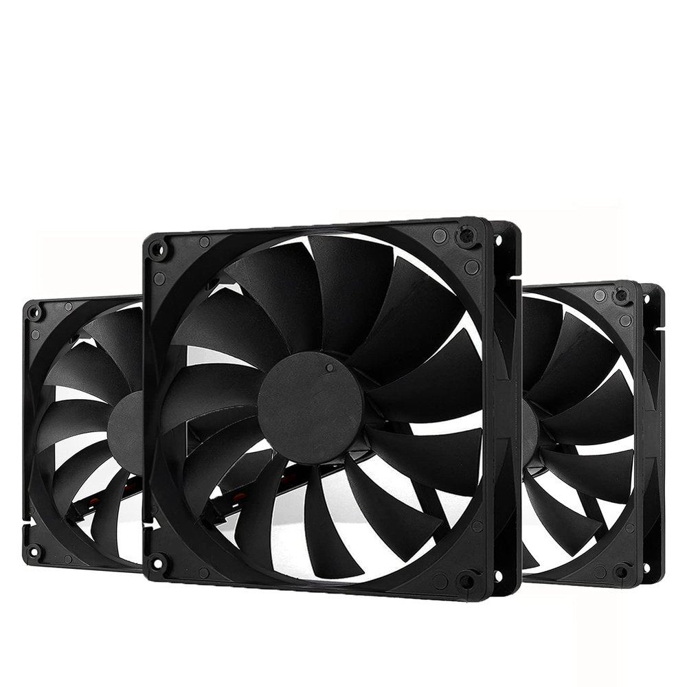 140mm Case Fan 3-Pack - 4Pin PWM High-Performance Cooling Fan 1700RPM, Quiet Square Design with 12V DC for Computer Case/CPU (Black)