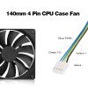 140mm Case Fan 3-Pack - 4Pin PWM High-Performance Cooling Fan 1700RPM, Quiet Square Design with 12V DC for Computer Case/CPU (Black) view 2