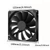 140mm Case Fan 3-Pack - 4Pin PWM High-Performance Cooling Fan 1700RPM, Quiet Square Design with 12V DC for Computer Case/CPU (Black) view 4