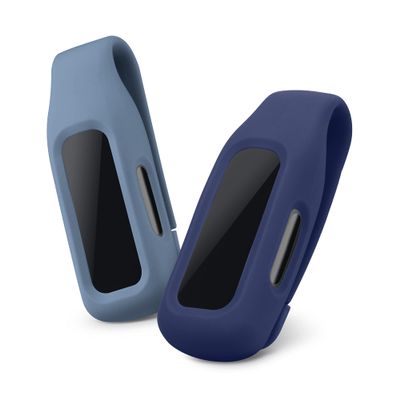 kwmobile 2X Clip Holders for Fitbit Inspire 3 / Inspire 2 / Ace 3 Clip On - Fitness Tracker Case Holder Replacement Set - TPU Silicone Tracker Holder for Sport - Dark Slate/Dark Blue