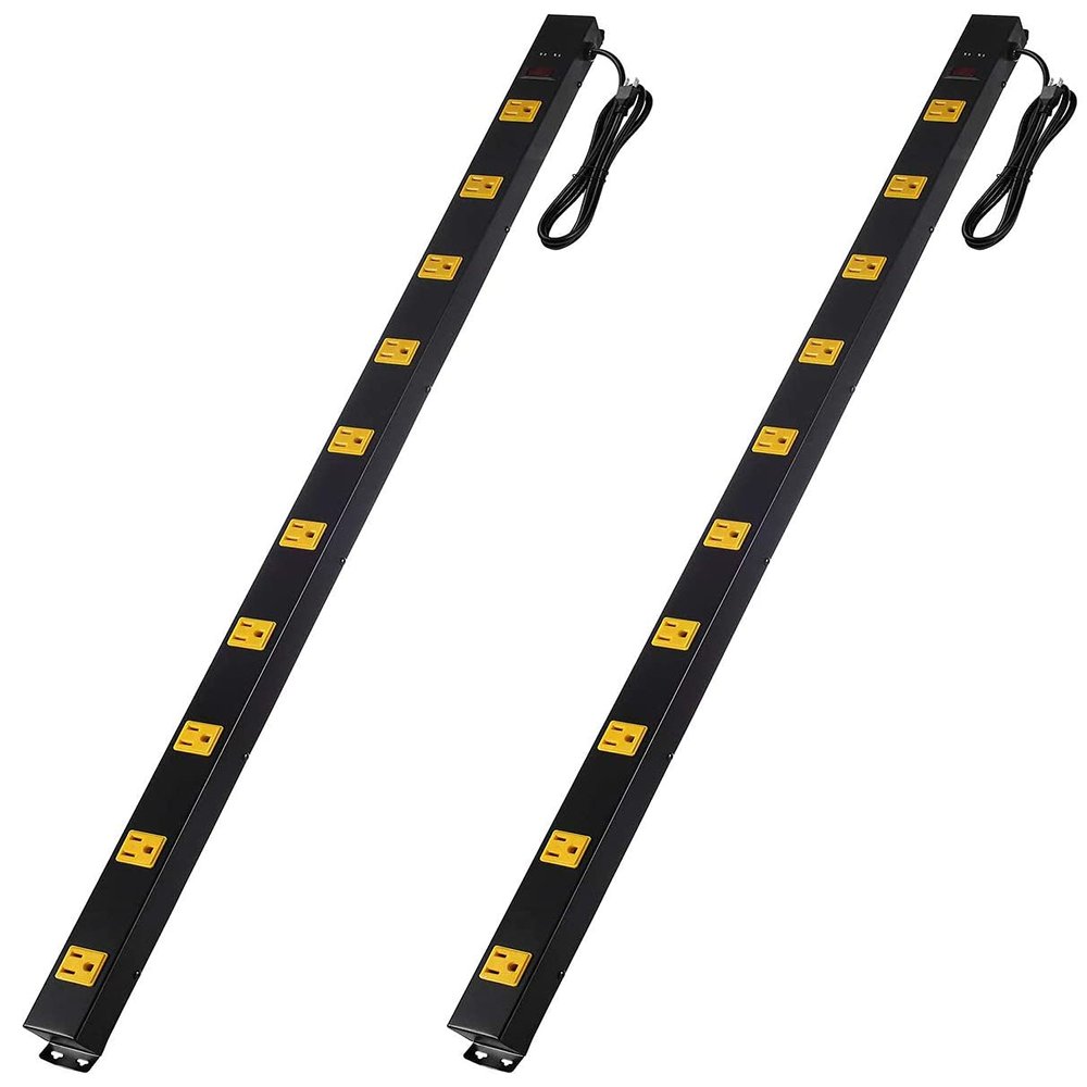 10-Outlet Heavy Duty Power Strip Surge Protector Metal Long Extension Cord 6-Foot, SGS Certified,Black(1000J)