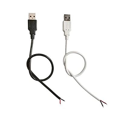 10PCS 2Pin Male Female 5V USB Connector Wire DIY USB Connect Cable for Single Color 5050 3528 5730 Flexible LED Strip Light (Black, 50CM)