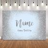 weiyou Name Banner Personalized,Blue Birthday Customize Background Customize Sliver Glitter Photo Booth Background Happy Birthday Party Decoration Photocall (220x150cm,Style-1) view 1