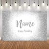 weiyou Name Banner Personalized,Blue Birthday Customize Background Customize Sliver Glitter Photo Booth Background Happy Birthday Party Decoration Photocall (220x150cm,Style-1) view 4