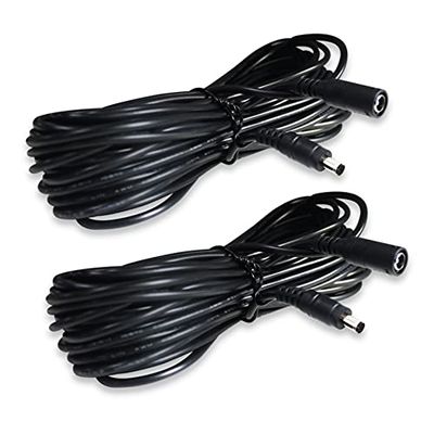 2 Pack 33ft 12V DC Extension Cord, DC 2.1mm x 5.5mm 12V Male-to-Female Plug Cable Extension Cord, Used for CCTV Security Cameras, IP Network Cameras, DVR and LED Strips,(Pack of 2)