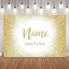 weiyou Name Banner Personalized,Blue Birthday Customize Background Customize Sliver Glitter Photo Booth Background Happy Birthday Party Decoration Photocall (200x150cm,Style-8) view 1